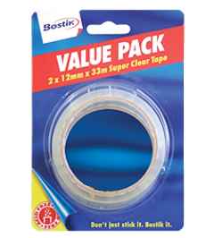 Bostik Super Clear Tape Value Pack 3 X 12mmX33m.